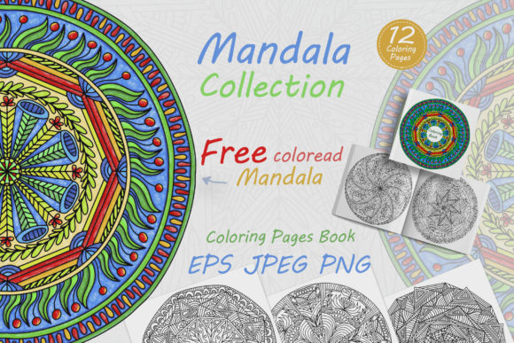 Abstract Mandalas with Folk Ornamens and Coloring Pages Amp
