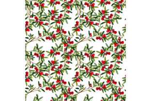 Abstract Pattern with Leaves and Berries