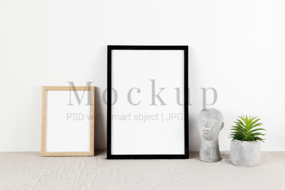 Beige and Black Photo Frame Mockup & Frames Amp
