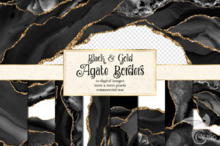 Black and Gold Agate Borders and Textures