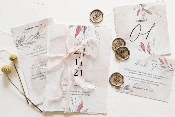 Blush Foliage Wedding Suite & Print Templates