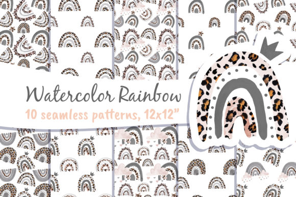 Boho Rainbow Leopard Seamless Patterns