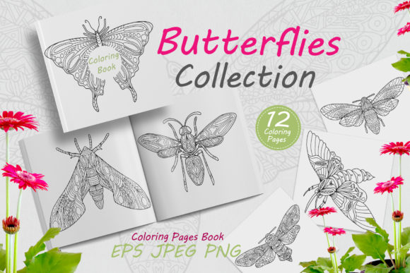 Butterflies Drawn with Abstract Ornament and Coloring Pages Amp