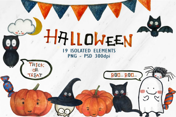 Cute Halloween Illustration for Decor and Patterns