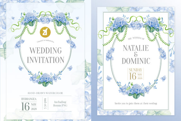Dusty Blue Wedding Invitation Graphic & Print Templates