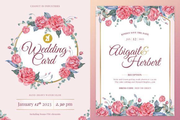 English Rose Wedding Invitation and Print Templates