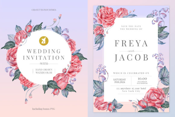 English Rose Wedding Invitation Vol.02 & Print Templates