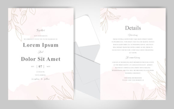 Hand Drawn Wedding Invitation Card Set and Print Templates