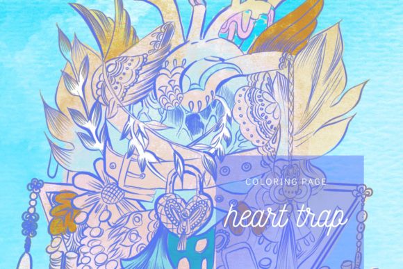 Heart Trap Lineart Coloring Page and Coloring Pages Amp