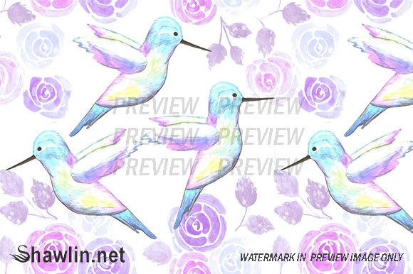 Hummingbirds and Lilac Roses Patterns