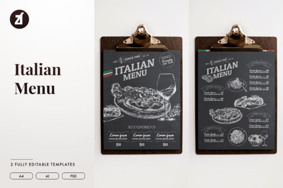 Italian Food Menu Template and Print Templates