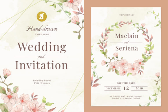 Magnolia Wedding Invitation Graphic and Print Templates