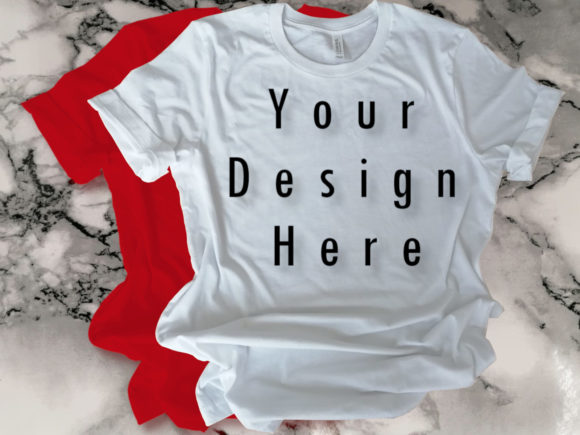 Mockup Red White Bella Canvas T-shirt for Small Business Branding