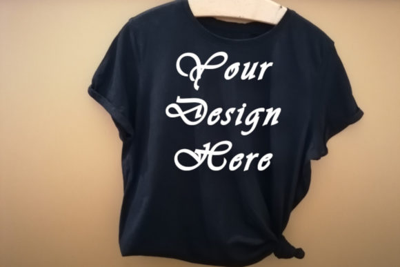Mockups Hanging Black T-shirt, Flat Lay for T-Shirts
