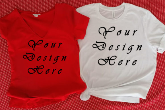 Mockups Red White T-Shirts, Matching