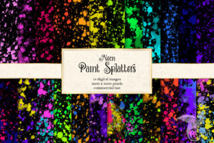 Neon Paint Splatters Digital Paper Textures