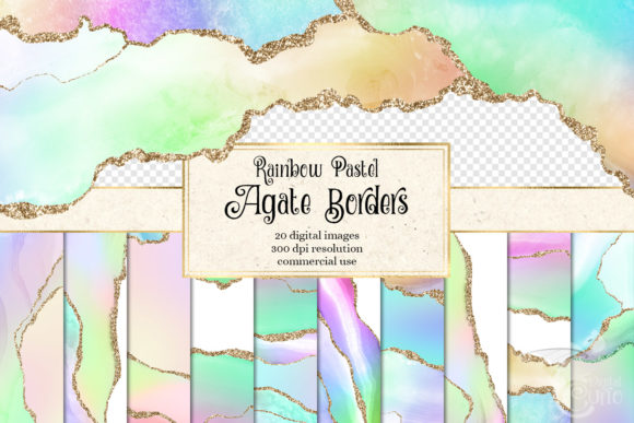 Rainbow Pastel Agate Borders and Textures