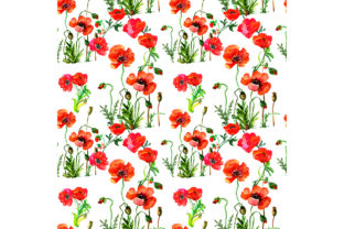 Seamless Flowers Pattern with Poppies and Patterns