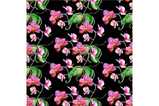 Seamless Pattern with Orchid and Patterns