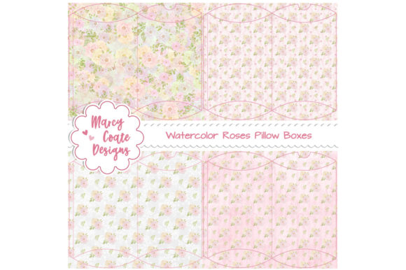 Watercolor Roses Printable Pillow Boxes and Gift Boxes