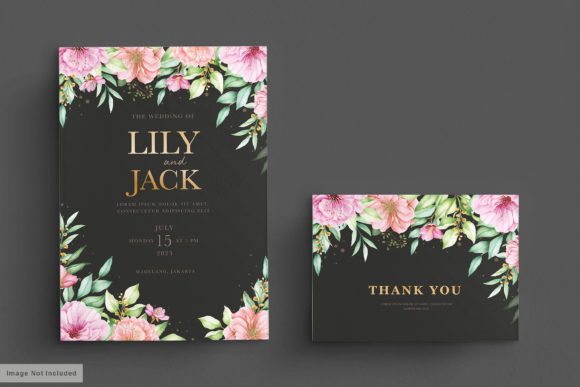 Wedding Card Set with Soft Cherry Blosso