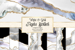 White and Gold Agate Borders for Textures