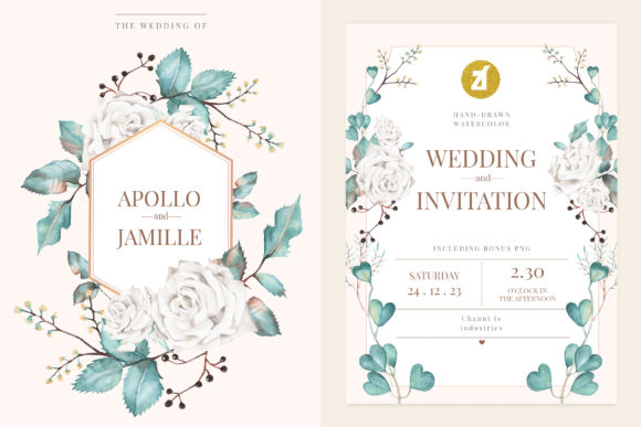 White Rose Wedding Invitation Graphic