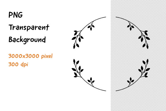 Wreath Frame Black and White -26 Decorative Elements