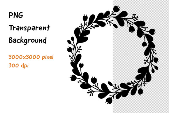 Wreath Frame Black and White -6 Decorative Elements